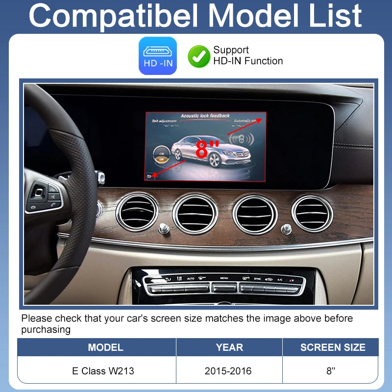 Wireless CarPlay Android Auto Adapter Voice Control for Mercedes Benz E Class W213 2015-2018 OEM Screen Upgrade MirrorLink