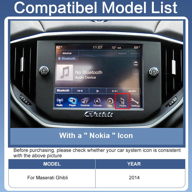 Newest Wireless CarPlay Adapter Maserati Ghibli 2014 Android Auto Mirror Link AirPlay Navi Support Touch Control 360 Camera Siri/Google