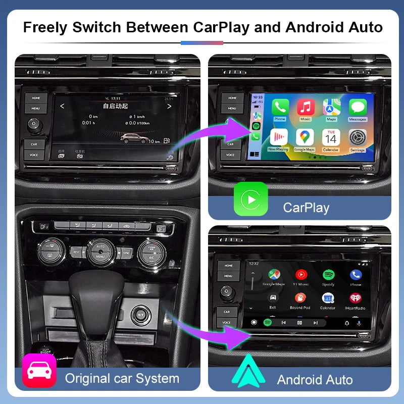 Wireless CarPlay Android Auto for Volkswagen VW Polo Golf Touareg Tiguan Teramont Passat B8 MIB MIB2 Module Box Video Interface