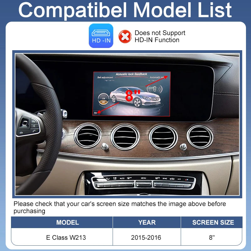 Wireless CarPlay Android Auto Adapter Voice Control for Mercedes Benz E Class W213 2015-2018 OEM Screen Upgrade MirrorLink