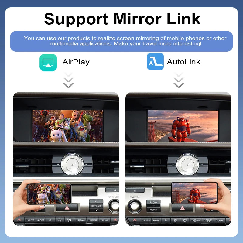 Wireless CarPlay Android Auto Adapter AirPlay MirrorLink for Lexus ES 2013-2017 Voice Control (Siri/Google) Camera Support