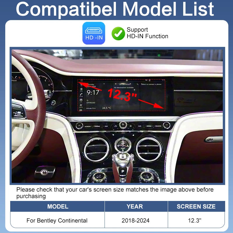 Wireless CarPlay Retrofit Kit for Bentley Bentayga /Flying Spur/Continental 19-21 Android Auto Airplay MirrorLink Voice Control