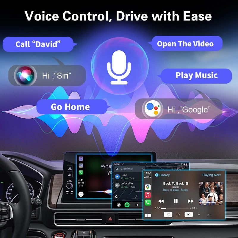 NEW Wireless CarPlay Android Auto Adapter Wired Wireless 2-in-1 Mini Car AI Box USB Type-C Voice Control Audi/VW Compatible 1