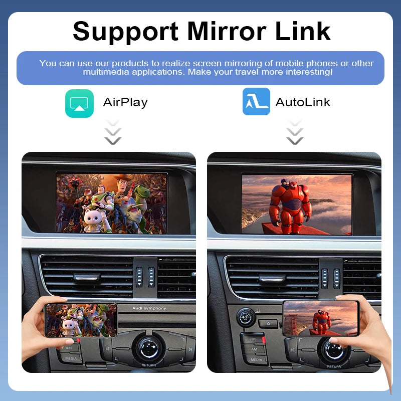 Wireless CarPlay Android Auto MMI Interface for Audi A4 B8 A5 Q5 2008-2016 with AirPlay Mirror Link Functions Reverse Camera