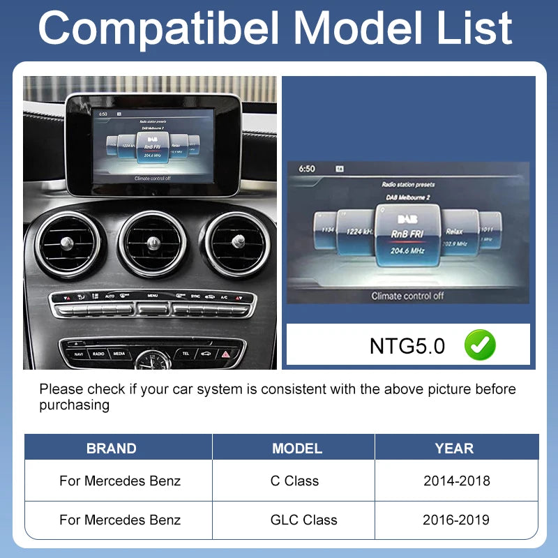 Newest  NTG5.0/5.1  Wireless Apple CarPlay/Android Auto Box for Mercedes Benz C/GLC Class W205 Supports Airplay Mirror Link