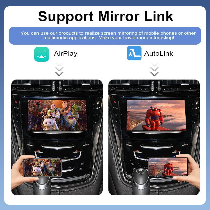 Wireless CarPlay Android Auto Mirror Link AirPlay Support Reverse Camera with Voice Control & PiP for Cadillac CTS 2014-2017