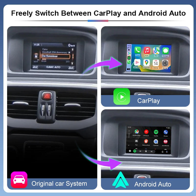Newest Gen 3 Portable Wireless CarPlay/Android Auto Adapter Voice Control for Volvo V40 V60 XC60 S60 V70 XC70 S80 5.8