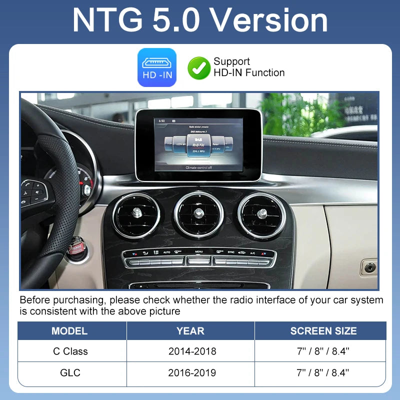 Newest  NTG5.0/5.1  Wireless Apple CarPlay/Android Auto Box for Mercedes Benz C/GLC Class W205 Supports Airplay Mirror Link