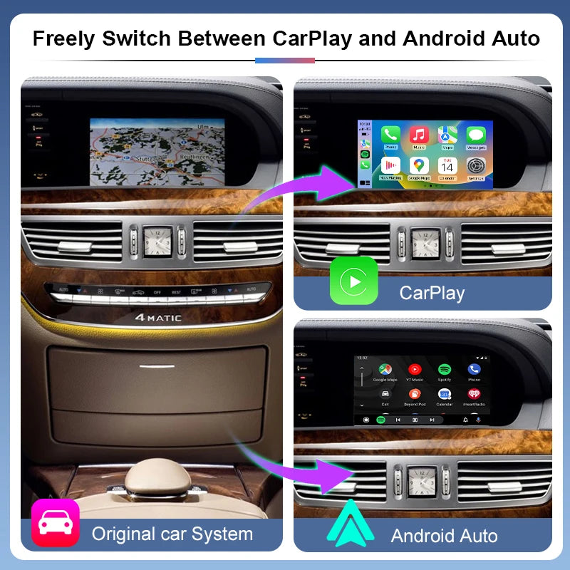 ZTUZAUTO Wireless Carplay Adapter for Mercedes Benz S-Class/CL W221 2006-2012 Remote Control 360 Camera Support Front/Reverse