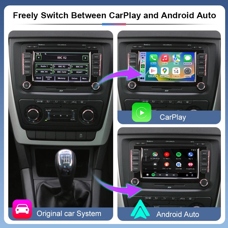 ZTUZAUTO Wireless Android Auto Apple CarPlay Adapter for Skoda Superb Yeti Support Airplay Mirror Link Navigation Touch Control