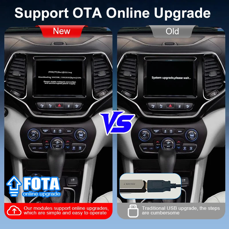 Wireless CarPlay Android Auto Jeep Cherokee/Compass/Grand-Cherokee Support Mirror Multimedia Navigation Aftermarket Camera Voice