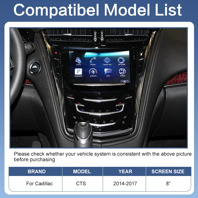 Wireless CarPlay for Cadillac CTS 2014-2017 SRX XT5 XTS ATS 8'' HMI 2.0 Android Auto Mirror Link AirPlay Support Reverse Camera