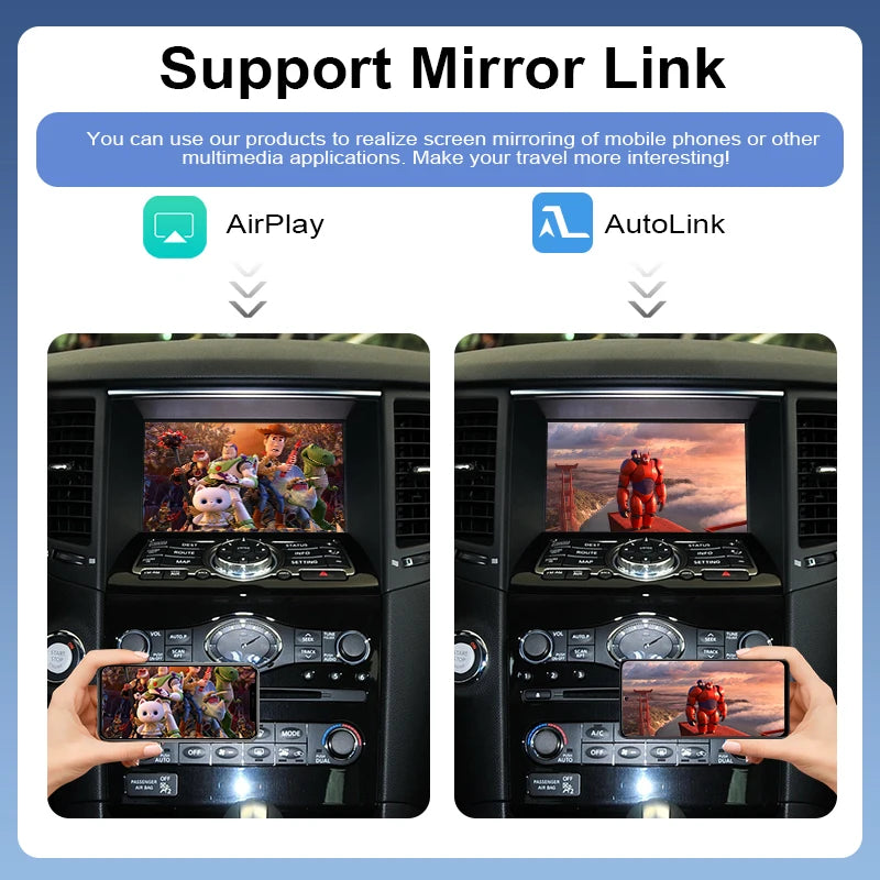 Wireless CarPlay Android Auto Adapter Infiniti Q70/Q70L/QX80 Mirror Link AirPlay YouTube Plug Play Retrofit Kit Voice Control