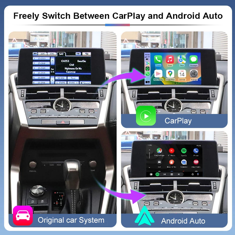 Newest Wireless CarPlay Android Auto Adapter Lexus NX 2015-2021 Factory Screen USB Navigation AirPlay Mirror Link Plug Play Voice