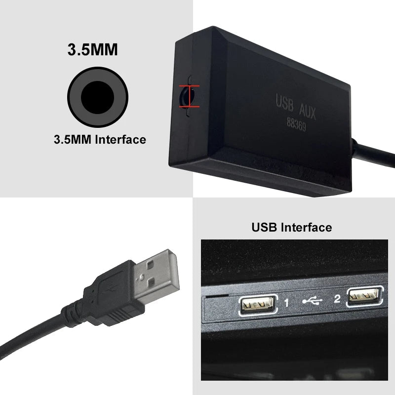 7 Inch Car Screen AUX to USB Adapter for Mercedes Benz NTG 5.0/5.1 System Audio Input Output Converter Black ABS 1 Year Warranty