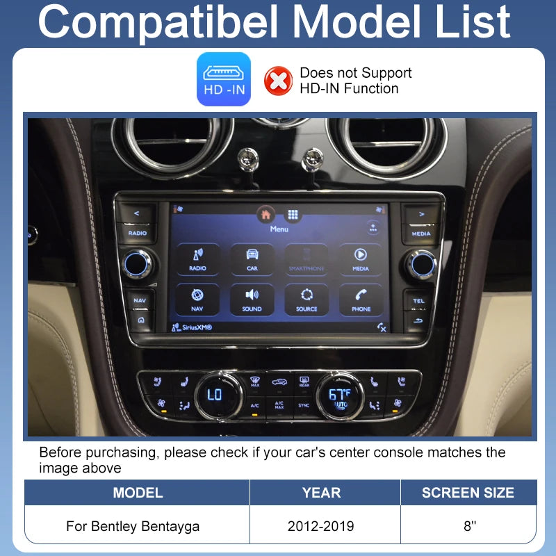 Wireless CarPlay Android Auto Retrofit Kit ZTUZAUTO for Bentayga 2012-2019 Factory Screen Upgrade Voice Control Mirror Link