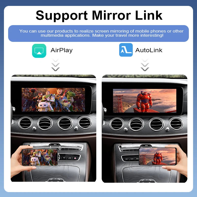 Wireless CarPlay Android Auto Adapter Voice Control for Mercedes Benz E Class W213 2015-2018 OEM Screen Upgrade MirrorLink