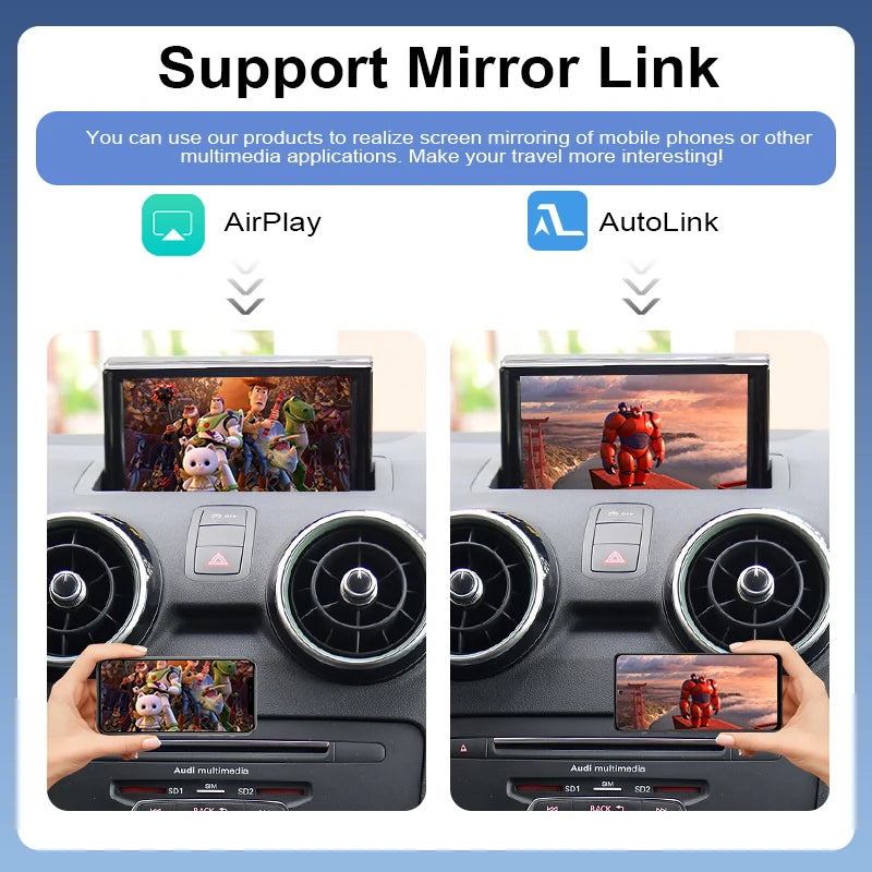Wireless CarPlay & Android Auto Portable Retrofit Module for Audi A1/Q3 2012-2018 Touch Voice Assist Camera Support 12V