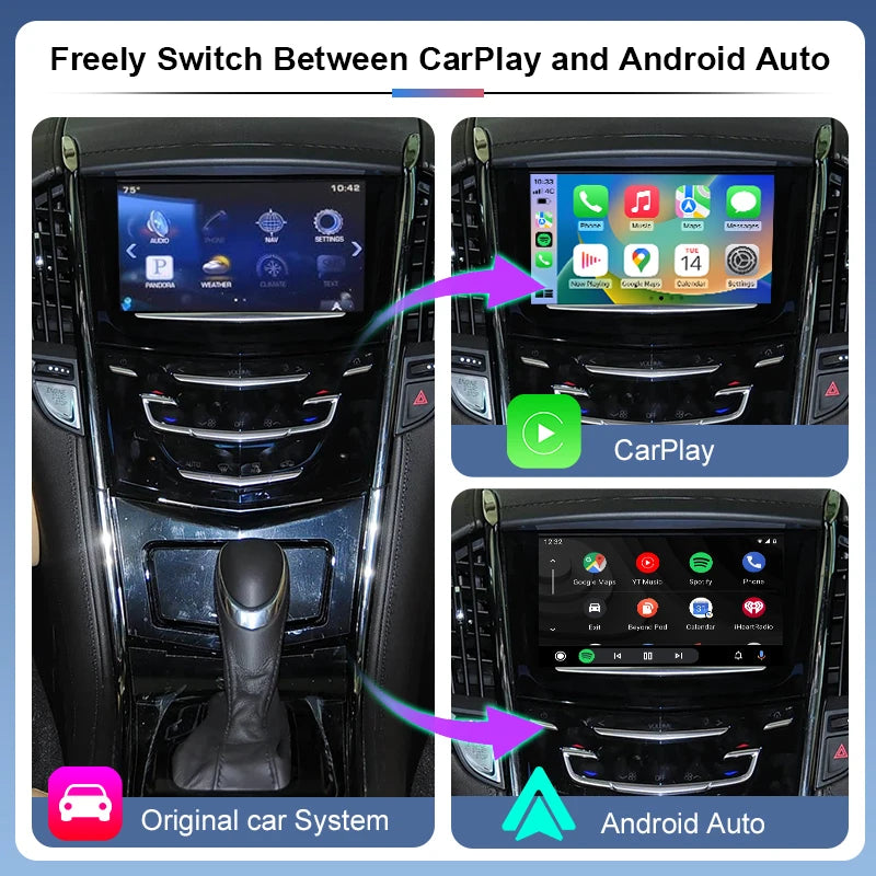 Wireless CarPlay for Cadillac  ATS 2014-2017 SRX XT5 XTS CTS 8'' HMI 2.0 Android Auto Mirror Link AirPlay Support Reverse Camera
