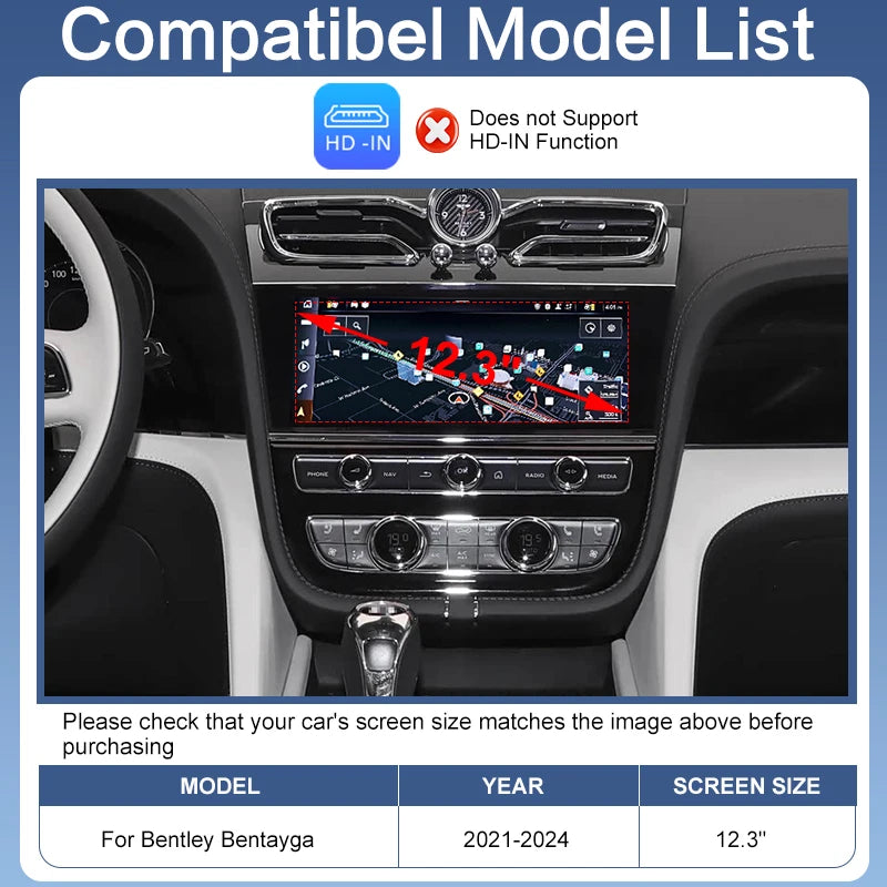 Wireless CarPlay Retrofit Kit for Bentley Bentayga /Flying Spur/Continental 19-21 Android Auto Airplay MirrorLink Voice Control