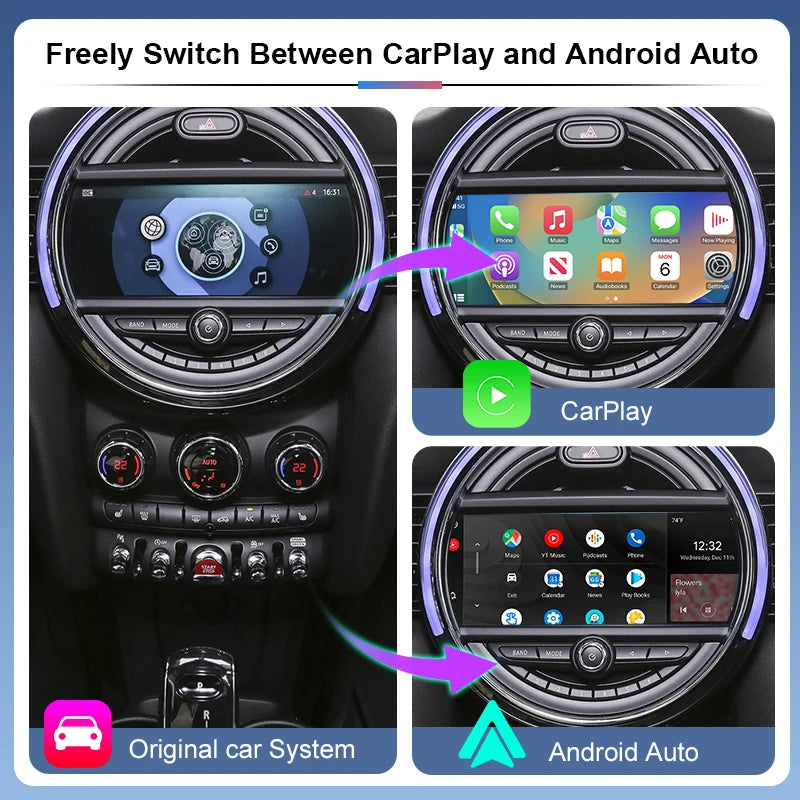 Wireless Portable Android Auto Apple CarPlay Adapter WiFi/Bluetooth for Mini R55-R61 F54-F57 John Cooper Hardtop Countryman