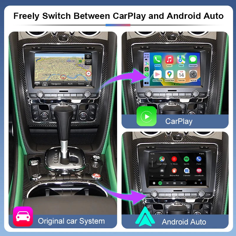 Wireless Apple CarPlay Android Auto Voice Control Camera for Continental GT Flying Spur 2014-2017 Retrofit Navigation Reverse
