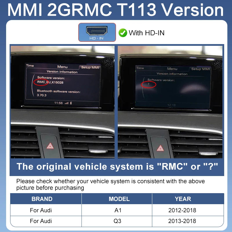 Wireless CarPlay & Android Auto Portable Retrofit Module for Audi A1/Q3 2012-2018 Touch Voice Assist Camera Support 12V