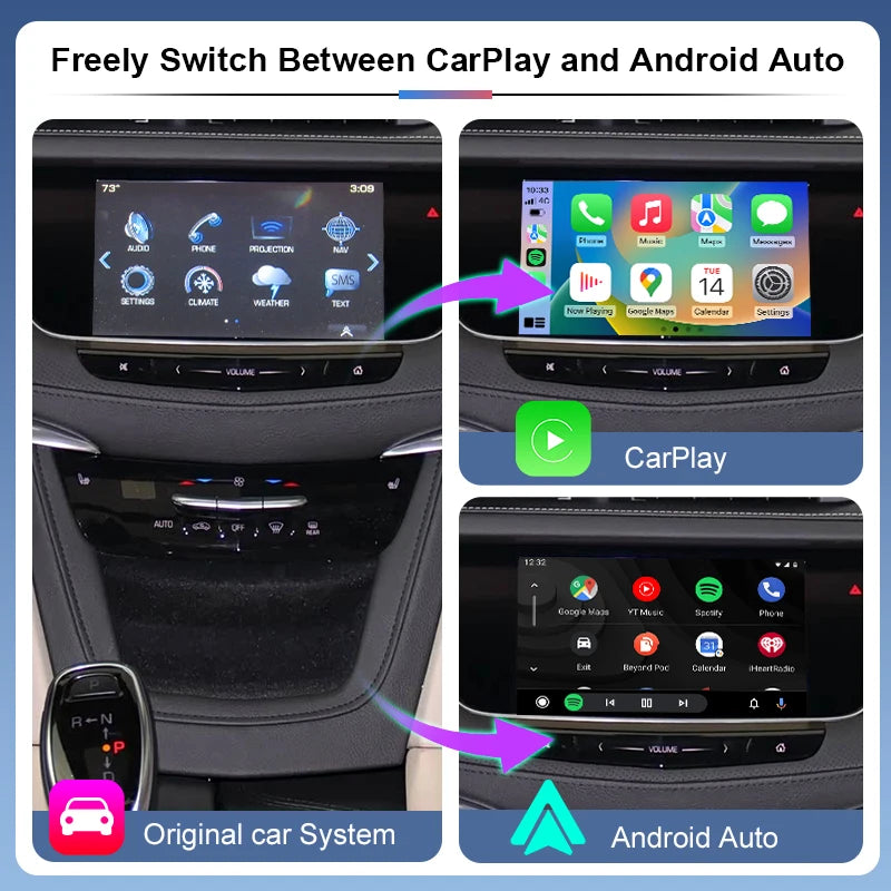 Wireless CarPlay for Cadillac XT5 2016-2019 SRX XTS CTS ATS 8'' HMI 2.0 Android Auto Mirror Link AirPlay Support Reverse Camera