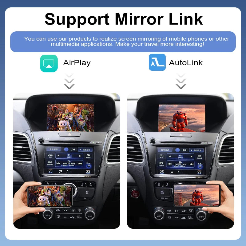 Car Ai Box Wireless CarPlay Android Auto Acura RDX Two Screens Mirror Link AirPlay Navi Support OEM Camera Apple Siri Google