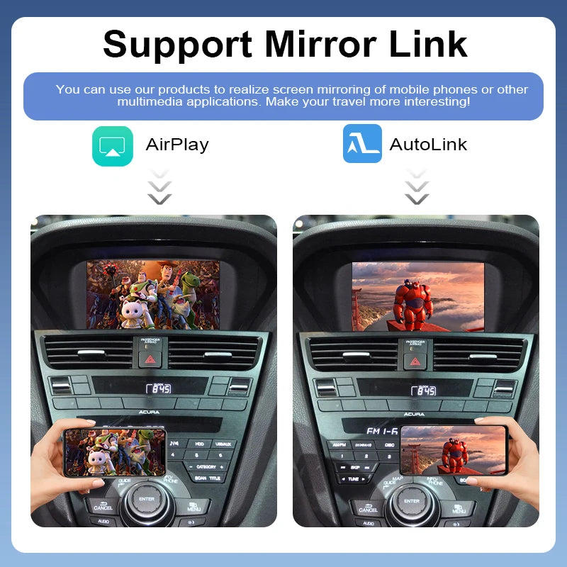 Wireless Apple CarPlay Adapter Box for ACURA RDX TL ILX ZDX 2009-2013 Android Auto Mirror Link USB Player Front /Rear AHD Camera