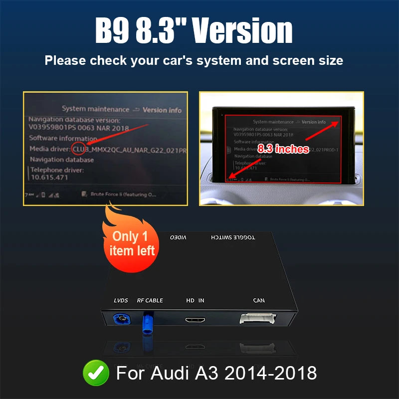 Wireless CarPlay Android Auto Interface for Audi A3 8V Q2 8P 2013-2018 Support OEM Rear View Camera AirPlay MirrorLink Functions
