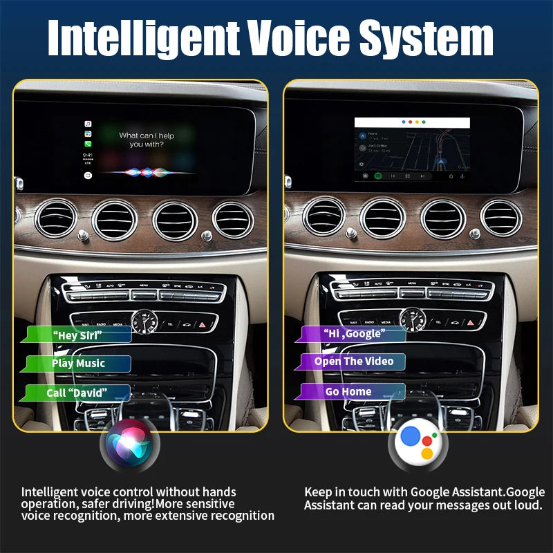 Wireless CarPlay & Android Auto Adapter for Mercedes Benz W205 C-Class 2015-2021 W213 E-Class 2017-2022, Plug&Play OEM Upgrade