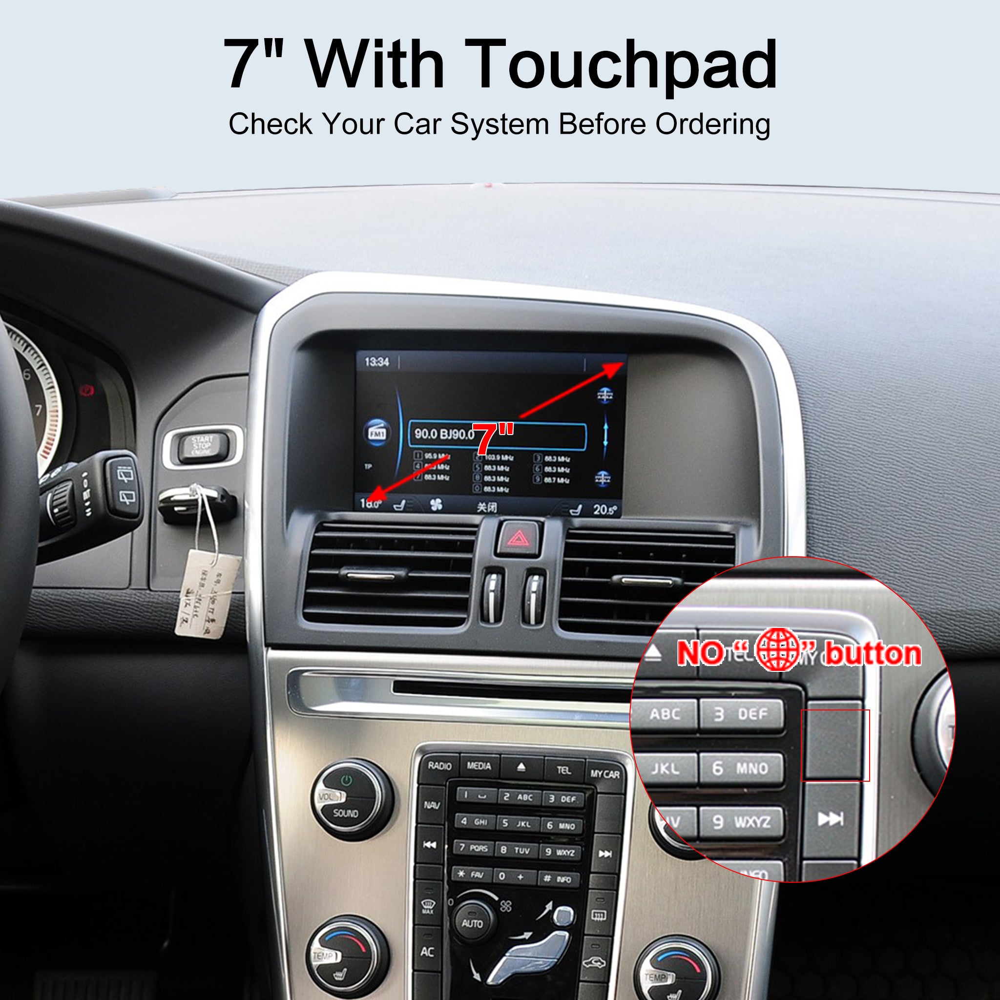 CarPlay & Android Auto for Volvo V40 V60 XC60 S60 S80 XC70 (No Globe Button)
