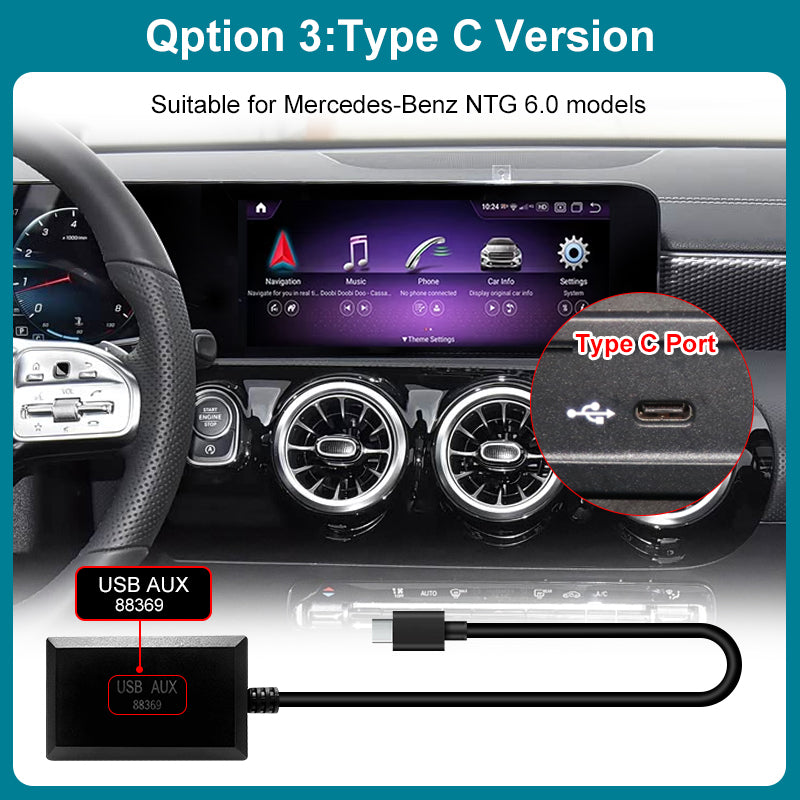 AUX to USB Adapter for Mercedes Benz NTG 5.0/5.1/5.5/6.0 System Audio Input Output Converter Aux Activator