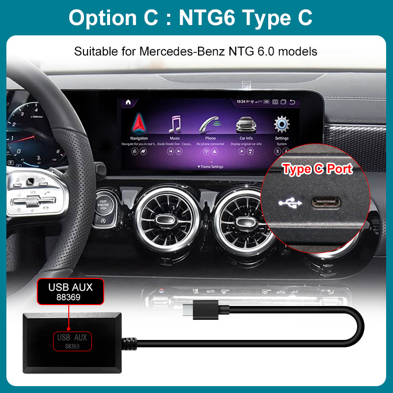 AUX to USB Adapter for Mercedes Benz NTG 5.0/5.1/5.5/6.0 System Audio Input Output Converter Aux Activator