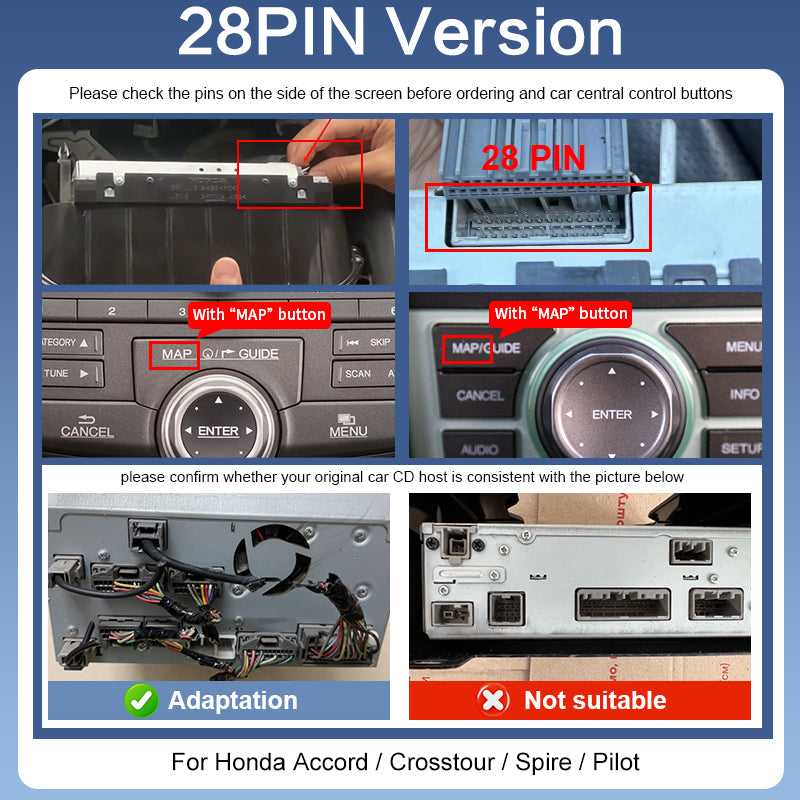 Wireless Apple CarPlay Adapter for Honda Accord /Crosstour/Spire/Pilot Android Auto Mirror Link USB Player Front Rear AHD Camera