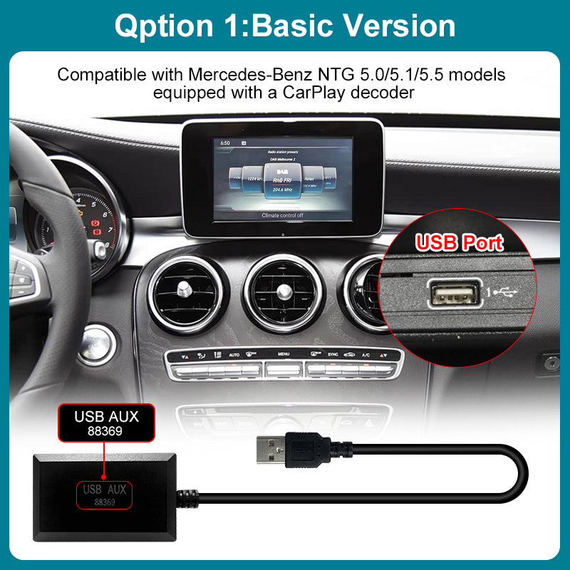 AUX to USB Adapter for Mercedes Benz NTG 5.0/5.1/5.5/6.0 System Audio Input Output Converter Aux Activator