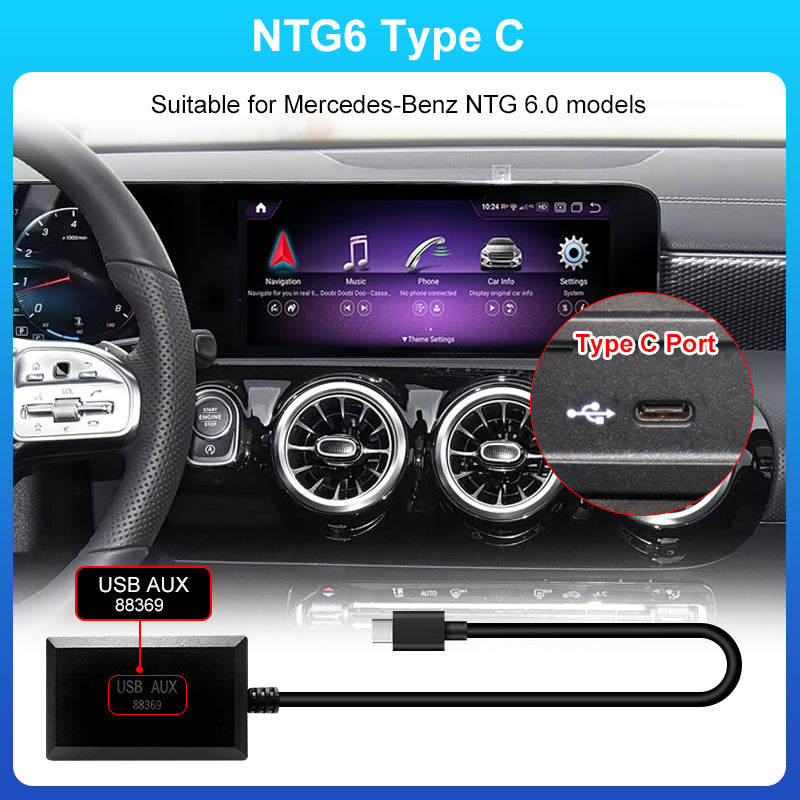 AUX to Type-C Audio Adapter for Mercedes-Benz NTG 6.0 (MBUX)