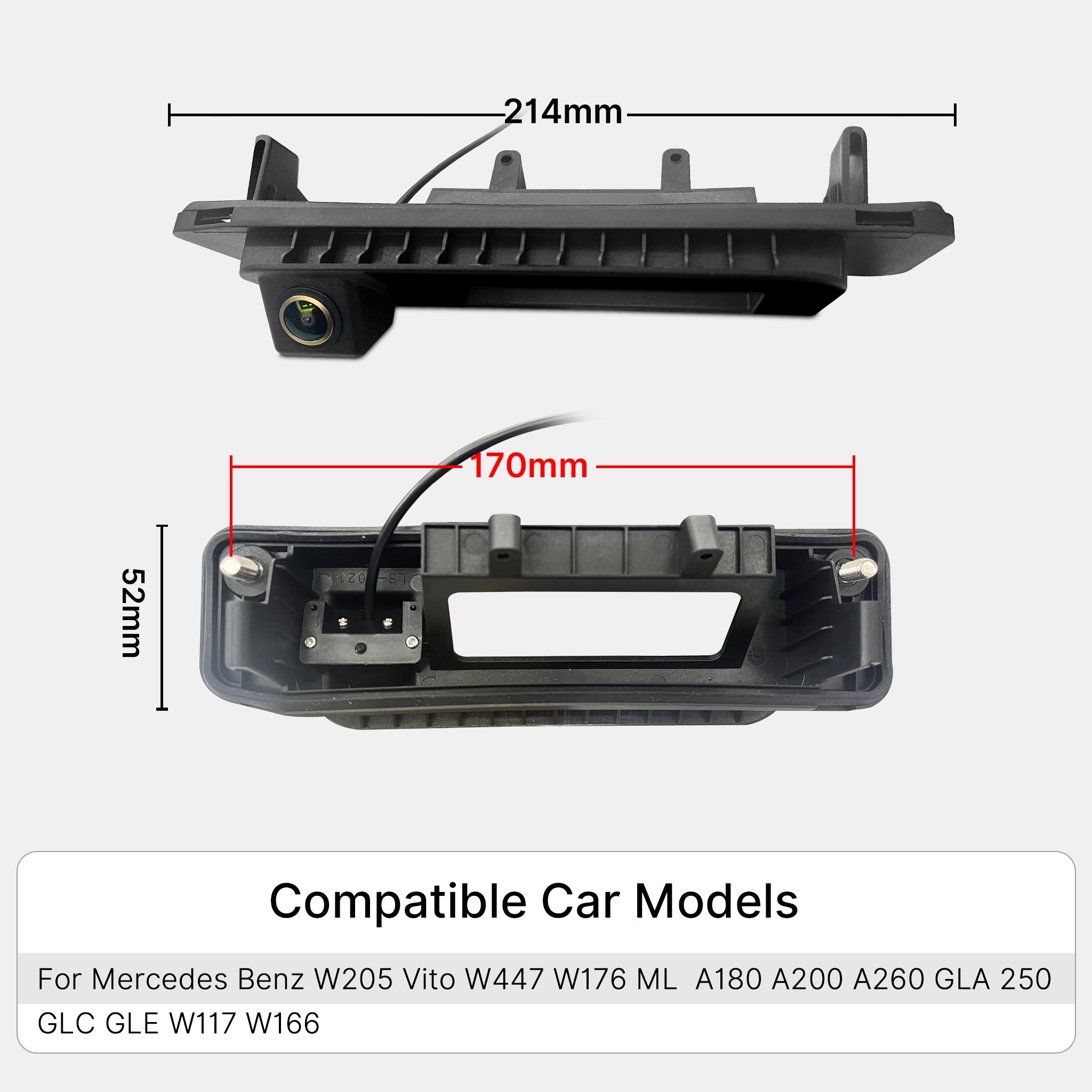 Rear View Backup Camera for Mercedes-Benz C E S GLK GLA Class | Trunk Handle Replacement