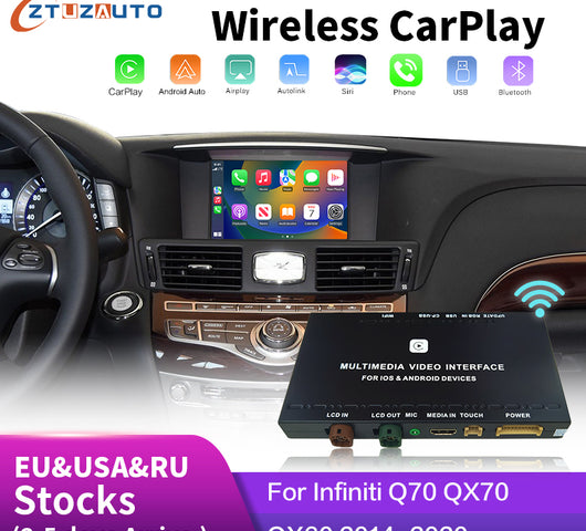 Wireless Apple CarPlay Android Auto for Infiniti  QX60 QX60 Q70 2014-2020 Aftermarket Car Play Upgrade Retrofit Kit